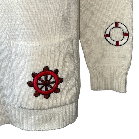 VINTAGE 1960’s LeRoy Knitwear Nautical Zip Front Cardigan Size Medium - Picture 3 of 7